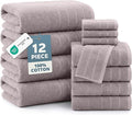 Casa Platino Towel Set Quick Dry 100% Cotton 12 Piece Soft - Platinum | Set Of Towels - Ring-Spun Durability, Ring-Spun Cotton, Terry Weave Comfort, Long-Lasting Comfort, Hotel-Style Look