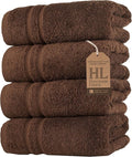 Hawmam Linen Brown Hand Towels 4 Pack Turkish Cotton Premium Quality Soft and Absorbent Small Towels for Bathroom