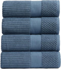 Springtree Home 100% Cotton Bath Towel Set | 4-Pack | Textured | Oceanview | Absorbent & Quick-Dry Bathroom Towels | Textured and Durable Cotton Towels for Bathroom | OEKO-TEX | Krista Collection