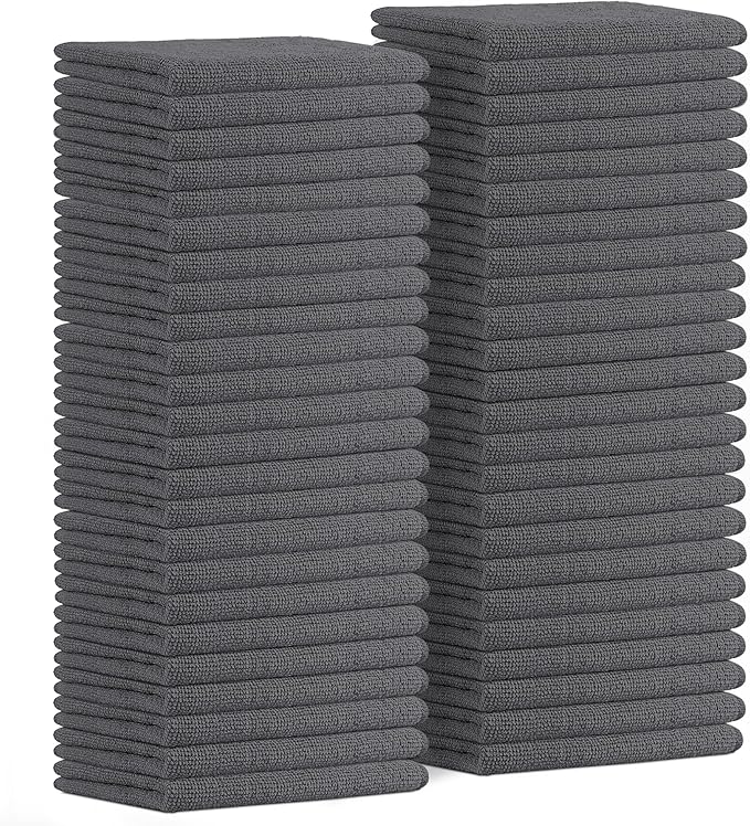 Avalon Towels Microfiber Cleaning Cloths (Value Pack of 48) - Size 16 x 16 Inches, Highly Absorbent Cleaning Rags, Lint Free, Reusable and Washable, Microfiber Towels for Cars