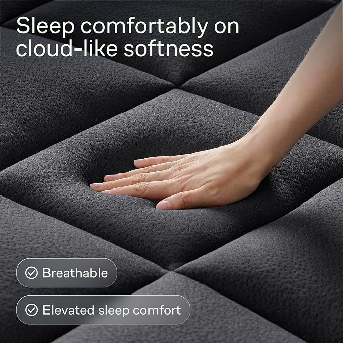 Niagara Sleep Solution Ultra Soft Queen Size Mattress Topper - Rayon Derived from Bamboo Pillow Top Mattress Pad for Back Pain Relief - Naturally Cooling for Hot Sleepers, Black