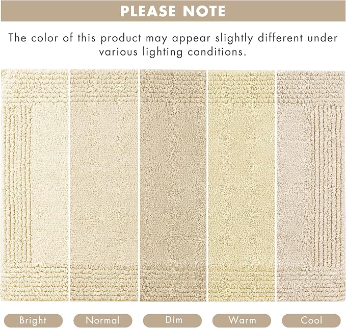 Madison Park Splendor Reversible 100% Cotton Bath Rug, 17 x 24, Natural | Tufted Bathroom Mat, 3000 GSM, Hotel Quality, Luxurious Plush, Medium Pile, Absorbent, Quick Dry, OEKO-TEX, Shower Room Décor