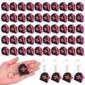 Kanayu 50 Pcs Mini Tape Measure Keychains 6 ft Small Retractable Measuring Tape Bulk with Lock Steel Easy Read Pocket for Birthday Party Favors Daily Use (Rose Pink)