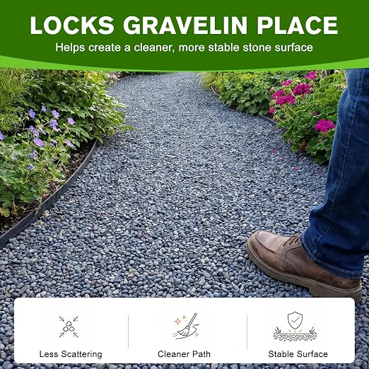 Rock Glue for Landscaping & Driveways, Heavy Duty Gravel Binder, Driveway Rated Mulch Binder to Stop Scattering, 5-Year Weatherproof Stone Adhesive for Pea Gravel, Patio, Walkway (1 Gallon)