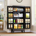 GAIOUS Metal Kitchen Pantry Cabinet, Food Storage Cabinets Black Cupboard | Storage Cabinet with 2 Door and 3 Adjustable Shelves, Freestanding Steel Sideboard, with Door Shelf, for Kitchen Dinning Room