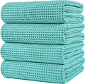 POLYTE 430 GSM Poly Blend Microfiber Quick Dry Waffle Bath Towel, 30x60 in | 4 Pack, Oversize, Lint Free, Body Towel