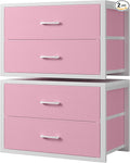 BOLUO Stackable Closet Drawers for Clothes Organizers and Storage Fabric Pink 2 Drawer Dresser for Bedroom 2 Packs Modern Large