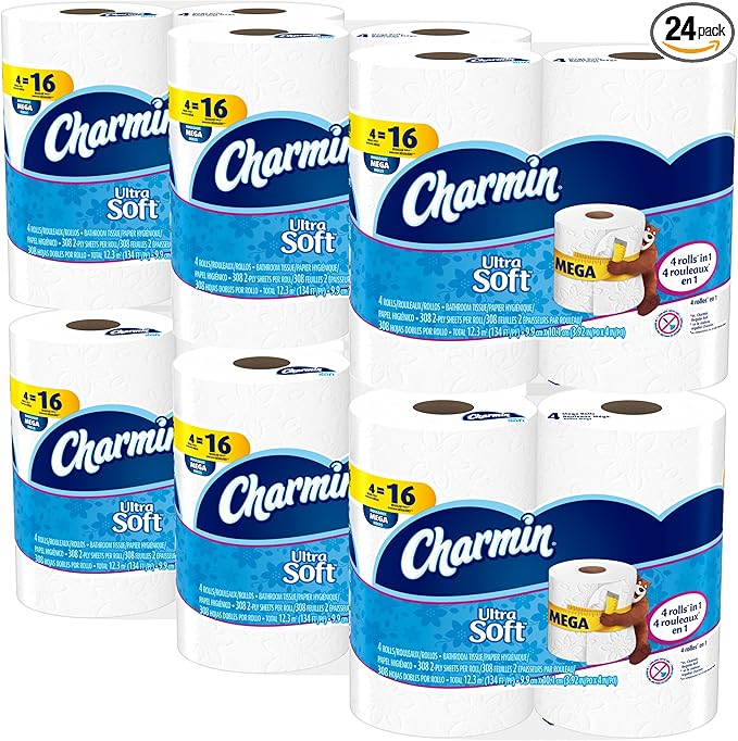 Charmin Ultra Soft Toilet Paper, Bath Tissue, Mega Roll, 24 Count, 4 Count (Pack of 6)