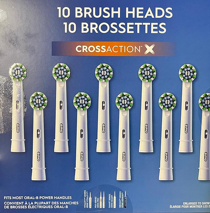 Oral-B CrossAction Electric Toothbrush Replacement Brush Heads with Xfilament, 10-pack