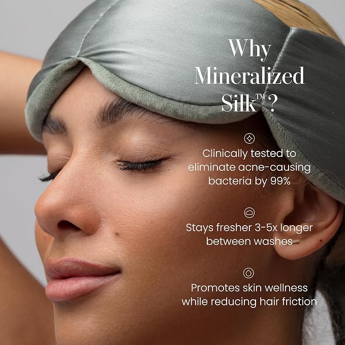 Nodpod Mineralized Silk Gentle Pressure Sleep Mask - Strap-Free, Light-Blocking Design for Sleep, Travel & Relaxation - Weighted Eye Pillow, Machine Washable (Willow)