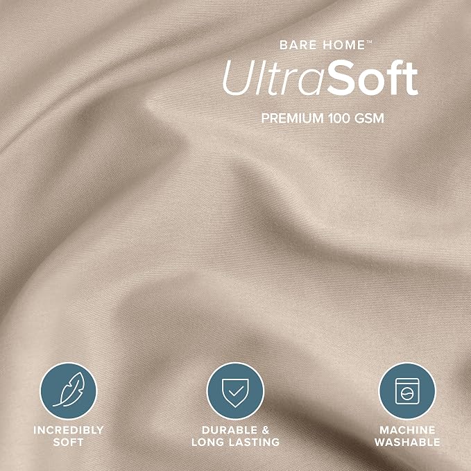 Bare Home Bedding Duvet Cover Queen Size - Premium 1800 Super Soft Collection - Lightweight, Cooling - Soft Breathable Bedding Duvet Cover (Queen, Pebble)