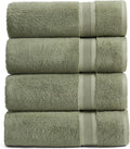 Springtree Home Luxury Bamboo Rayon Bath Towel Set | 4-Pack | Lily Green | 35% Bamboo Rayon - 65% Zero Twist Cotton | Absorbent Quick-Dry Towels for Bathroom | Ultra Soft | OEKO-TEX Standard 100