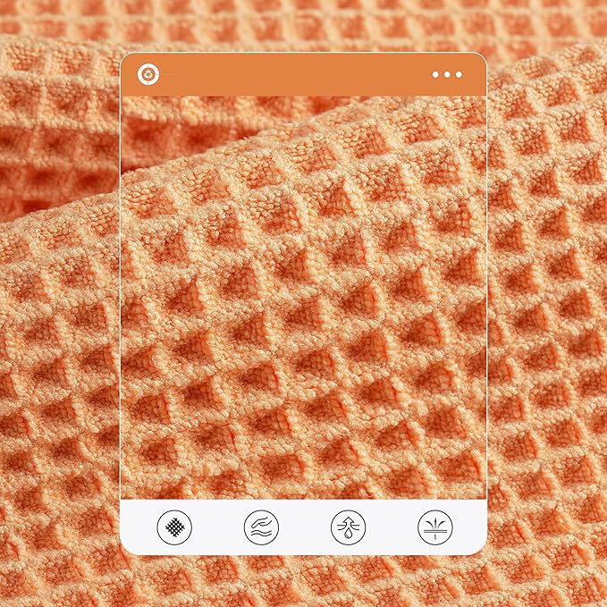 POLYTE 430 GSM Microfiber Quick Dry Lint Free Oversize Bath Towel Set, 6 Piece (Waffle Weave)