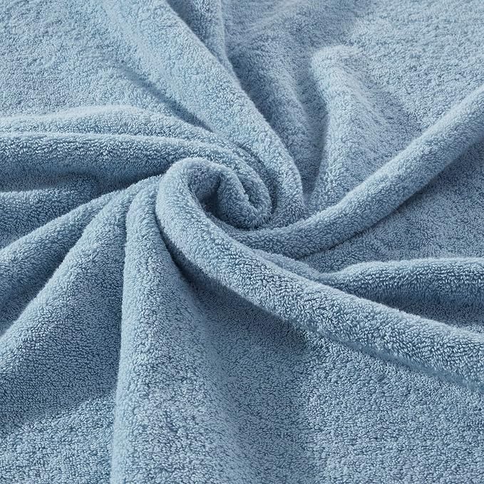 COZYART Luxury Hand Towels 4 PCS, Light Blue 100% Turkish Cotton 650 GSM | OEKO-Tex 100 Certified Zero Twist Ring Spun, Soft Absorbent Quick Dry, Plush Fluffy, Breathable Hotel Quality for Daily Use