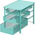 Simple Houseware Stackable 3 Tier Sliding Basket Organizer Drawer, Turquoise