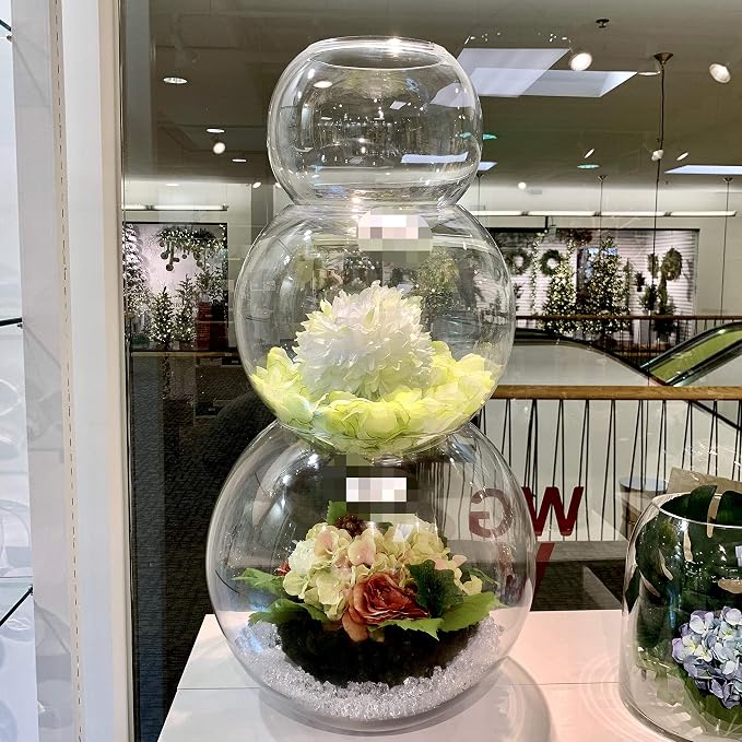 WGV Large Bowl Glass Vase, Diameter, Height, (Multiple Sizes Choices) Clear Huge Round Bubble Vase Jar, Floral Planter Terrarium for Wedding Event Home Decor (15.8" D)