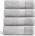 Springtree Home 100% Cotton Bath Towel Set | 4-Pack | Textured | Grey | Absorbent & Quick-Dry Bathroom Towels | Textured and Durable Cotton Towels for Bathroom | OEKO-TEX | Krista Collection