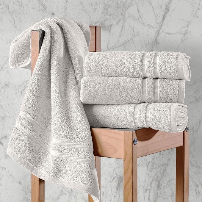 Hawmam Linen Ice Silver Hand Towels 4 Pack Turkish Cotton Premium Quality Soft and Absorbent Small Towels for Bathroom