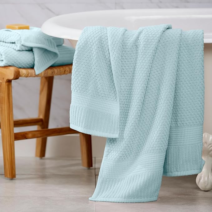 NY Loft 100% Cotton 2-Pack Oversized Bath Towel Set | Seafoam | Quick-Dry | Two Oversized 35" x 70" Bath Towels / Bath Sheets | Super Absorbent | Designer-Styled Texture