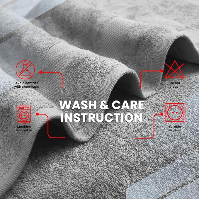 Infinitee Xclusives 100% Ring-Spun Cotton Bath Towels for Bathroom - Pack 4 | Luxury Super Soft, Absorbent & Quick-Drying |27x54 inches| Large Bathroom Towels Set |600 GSM| Gym, Shower, Spa & Hotel Use