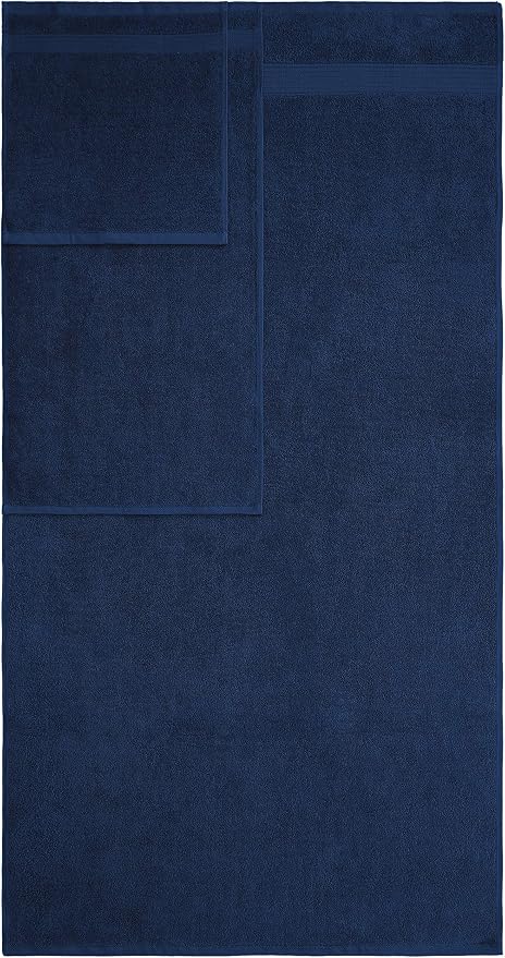 American Veteran Towel, 6 Piece Towel Set for Bathroom, 100% Cotton Turkish Bathroom Towels, 2 Bath Towels 2 Hand Towels 2 Washcloths, Navy Blue