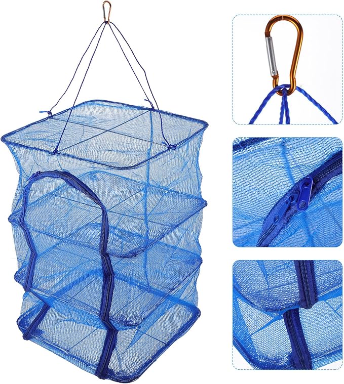 Foldable Fish Cage Fish Drying Rack Hanging Dryer Racks for Laundry Hanging Shrimp Drying Net Net Indoor Clothes Drying Rack Nylon Multi-Layer Cage Food