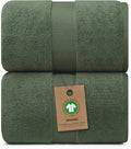 Alusa Home 100% Organic Luxury Bath Sheets - GOTS Certified - Extra Large 35x70 Inches (Pack of 2) Zero-Twist, Long-Staple Cotton Bath Sheet Set (Hunter Green)