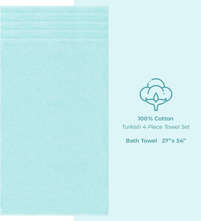 American Soft Linen 100% Cotton Luxury Turkish Towels, 4 PC Bath Towel Set | Soft Absorbent Quick Dry OEKO Tex Standard 100 Certificated Durable Machine Washable Breathable Premium Hotel Quality