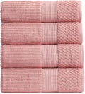 Springtree Home 100% Cotton Bath Towel Set | 4-Pack | Textured | Rose | Absorbent & Quick-Dry Bathroom Towels | Textured and Durable Cotton Towels for Bathroom | OEKO-TEX | Krista Collection