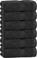 White Classic Black Hand Towels for Bathroom [6 Pack] Cotton Hand Towel Bulk for Gym, Kitchen and Spa, 16x27 Inches Soft Highly Absorbent Quick Dry Terry Salon Towels