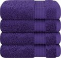 Cotton Paradise 100% Cotton Turkish Towel Set, Soft Absorbent Quick Dry, 4 Piece Washcloth Set, Violet Purple