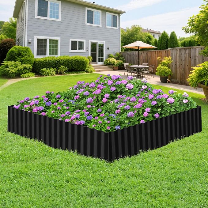 Vehipa Corrugated Garden Edging for Landscaping 6" x 60 Ft Metal Black | Garden Landscape Edging for Flower Bed, Lawn Border Landscape for Garden, Yard DIY