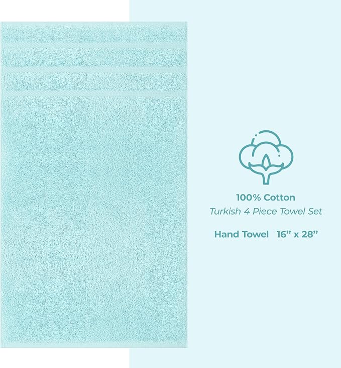 American Soft Linen 100% Cotton Luxury Turkish Towels, 4 PC Hand Towel Set | Soft Absorbent Quick Dry OEKO Tex Standard 100 Certificated Durable Machine Washable Premium Hotel Quality
