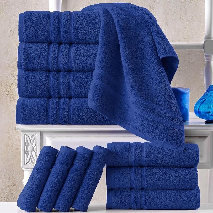 Hawmam Linen Royal Blue Bath Towels 4 Pack Soft and Absorbent, Premium Quality Perfect for Daily Use 100% Cotton Towel 600 GSM