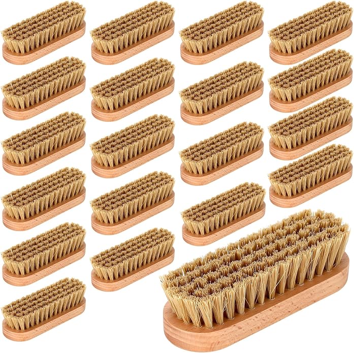 LemonRoad 20 Pcs Leather Upholstery Cleaning Brush Bulk Pig Soft Bristle Shoe Boot Brush Bulk Wooden Shoe Cleaning Scrub Brushes for Car Seats Leather Sofas Interiors Furniture Crafts Bags Shining