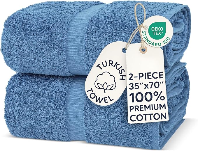 Chakir Turkish Linens, 100% Cotton Premium Quality Turkish Bath Sheets (35''x70'' Large Bath Sheet Towels - Wedgewood)