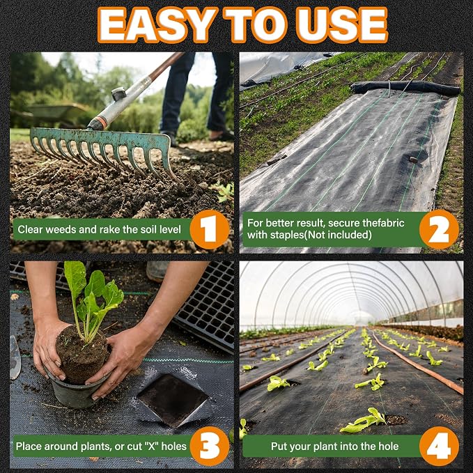 Winisok 4FT x 200FT Weed Barrier Landscape Fabric, 3.2oz Woven Garden Cloth, Heavy Duty Breathable Ground Cover for Landscaping, Gardening and Farming