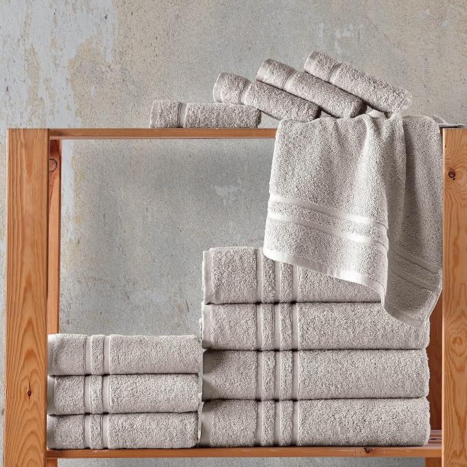 Hawmam Linen Ice Silver Bath Towels 4 Pack Soft and Absorbent, Premium Quality Perfect for Daily Use 100% Cotton Towel 600 GSM