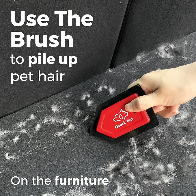 Pet Hair Remover, Dog Hair Remover Detailer & Glove - with Edge Sweeping, Avoid Scratching, Remover Kit for Couch, Car, Comforter, Essential Tool for Clean House (Red, Detailer)