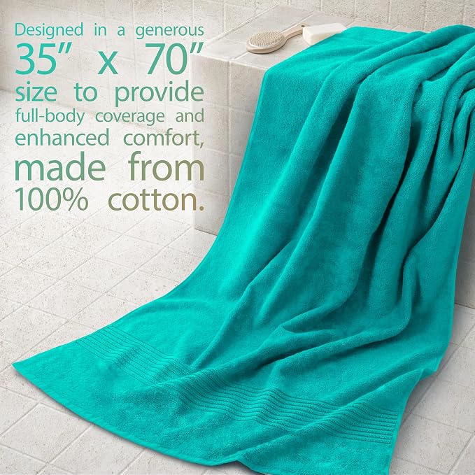 Cotton Paradise 100% Cotton Hand Towels, 2 Piece 35x70 Hand Bath Towels, Turquoise