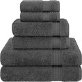 Cotton Paradise Towel Set of 6, 2 Bath Towels, 2 Hand Towels and 2 Washcloths Towels for Bathroom Sets, Smoke Gray