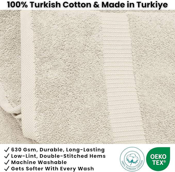 SALBAKOS 2-Piece 100% Turkish Cotton Bath Towels, Extra-Large 35x70, Ivory | Oversized Bath Sheet Towel for Bathroom & Beach, Thick, Super Soft, Highly Absorbent, Premium Hotel Quality, Made in Turkey