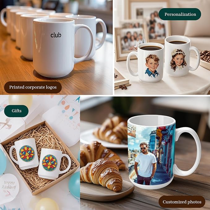 Joyclub Sublimation Mugs Blank 15 oz Coffee Mugs Bulk White Ceramic Cups with Handle Tazas Para Sublimar for Coffee Latte Tea Milk Soup DIY Gifts