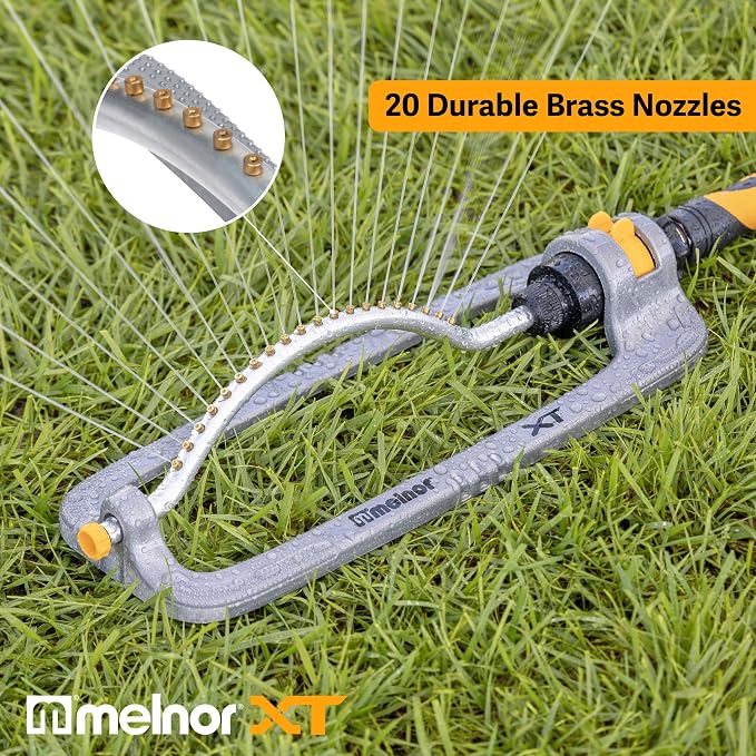 Melnor 65118-AMZ XT Metal Turbo Oscillating Sprinkler with QuickConnect Product Adapter Amazon Bundle, 4000 sq. ft. Coverage