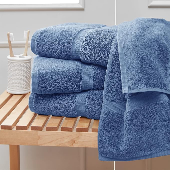 Towel Bazaar 4-Piece Bath Towel Set, Cotton Turkish Towels, 27x54 Luxury Towel Super Soft and Absorbent, Perfect Use for Bathroom, Shower Towels - Wedgewood