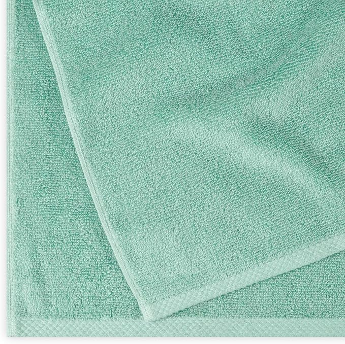 Amazon Basics 2-Pack Quick-Dry Lightweight Moisture Absorbing Bath Towel, 100% Cotton, 54" x 30", Seafoam Green