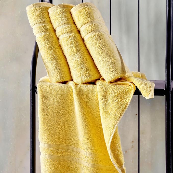 Hawmam Linen Yellow Hand Towels 4 Pack Turkish Cotton Premium Quality Soft and Absorbent Small Towels for Bathroom