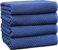 COTTON CRAFT Euro Spa Waffle Weave Bath Towels - Set of 4 Blue Towels | Pure 100% Ringspun Cotton Oversized Luxurious Towel Set - Soft Plush Super Absorbent Low Lint Quick Dry - 30 x 56 inches