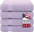 American Veteran Towel, 100% Cotton Turkish Bath Towels for Bathroom 4 Pack, 27x54 Extra Large Premium Soft Drying Bathroom Towels, Lilac