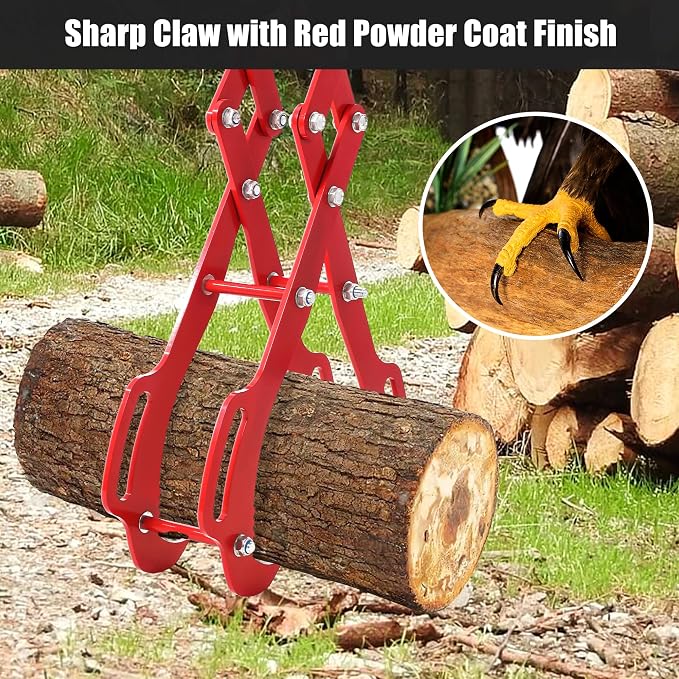 36 in Log Lifting Tongs with 4 Claw, Heavy Duty Steel Logging Tool Grabbler, Anti-Slip Dragging Tongs, Lumber Skidding Grabber for Tractors, Trucks, Firewood, Lumber